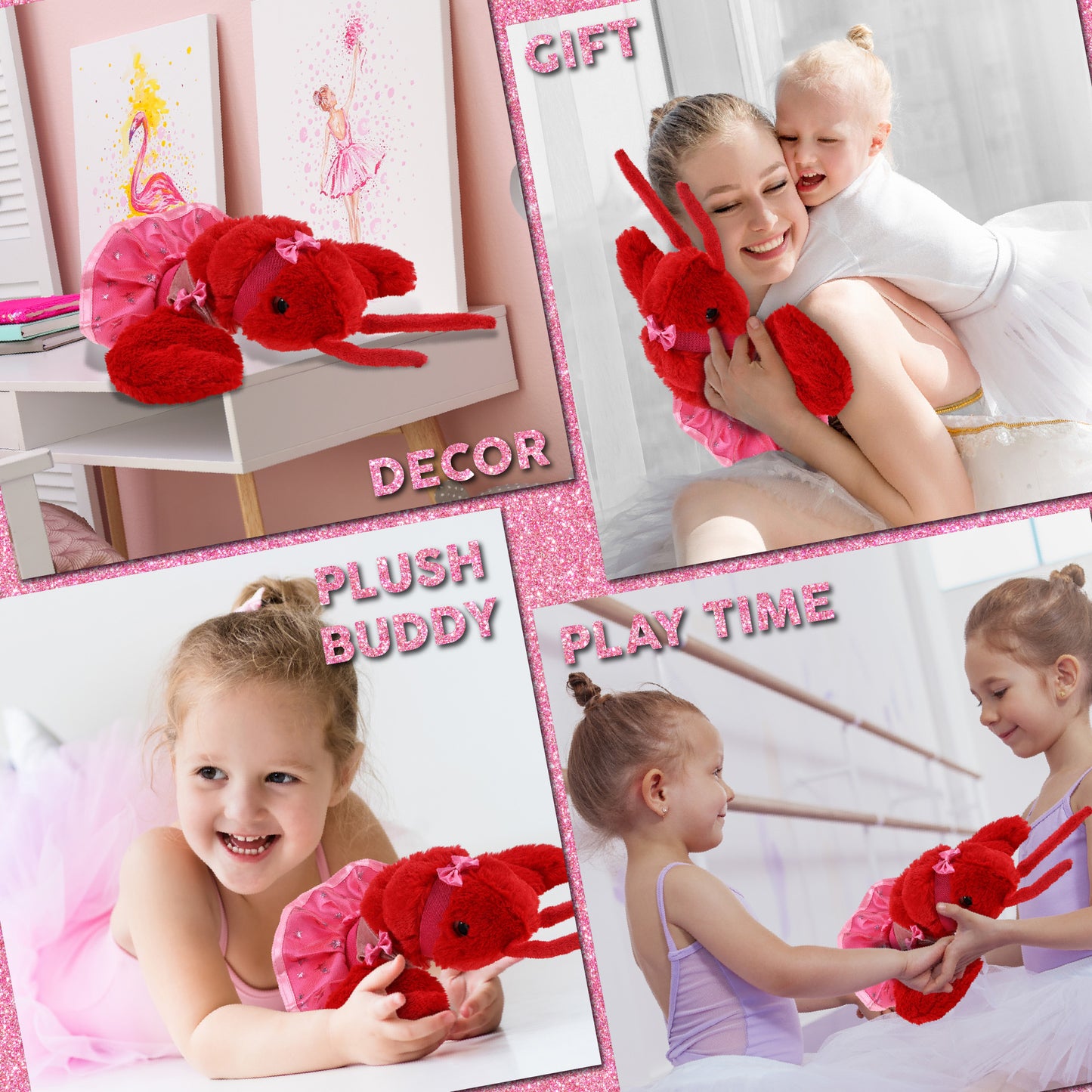 SUPER SOFT PLUSH - ELEGANT RED LOBSTER WITH BALLERINA DRESS UP
