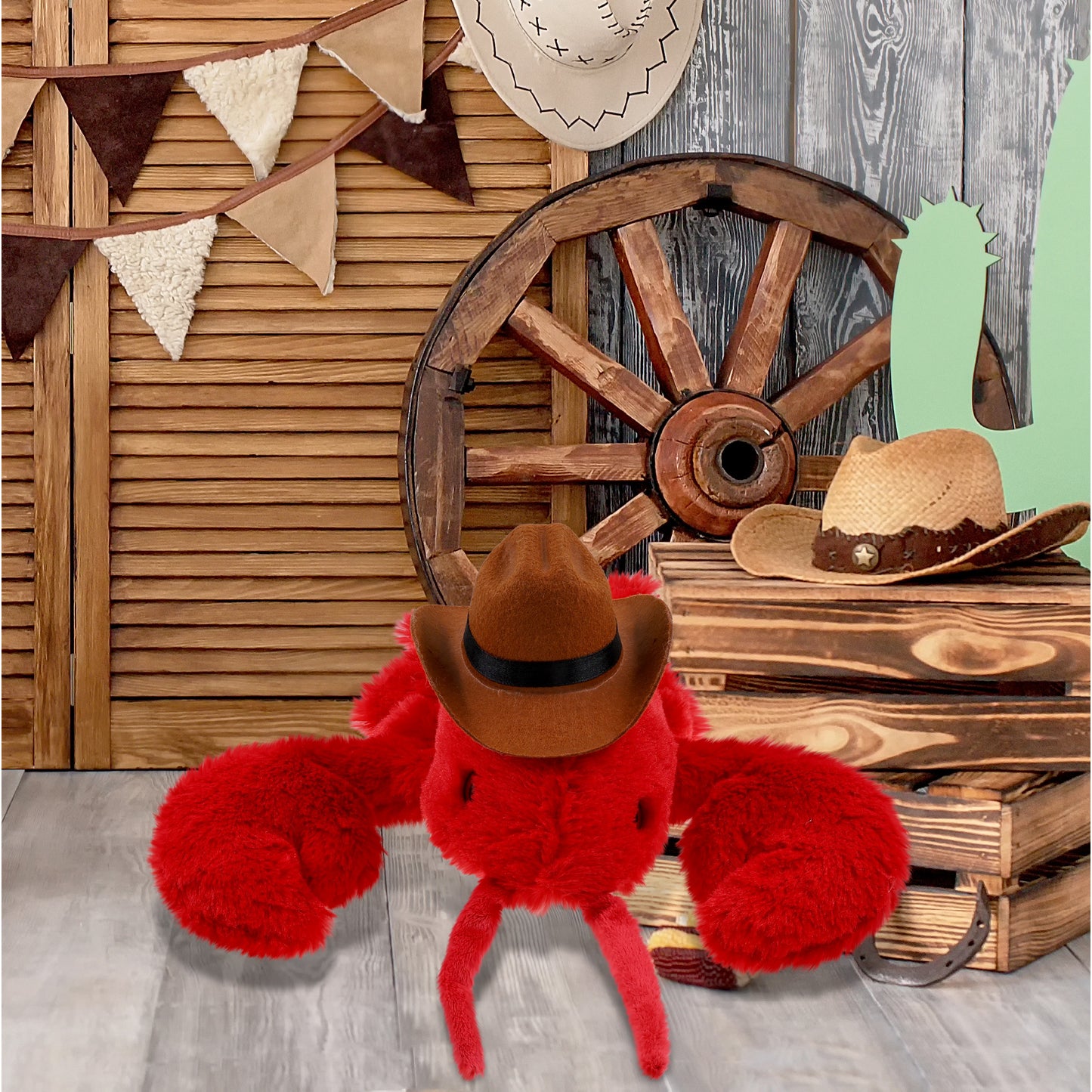 SUPER SOFT PLUSH - ELEGANT RED LOBSTER With COWBOY Dress Up