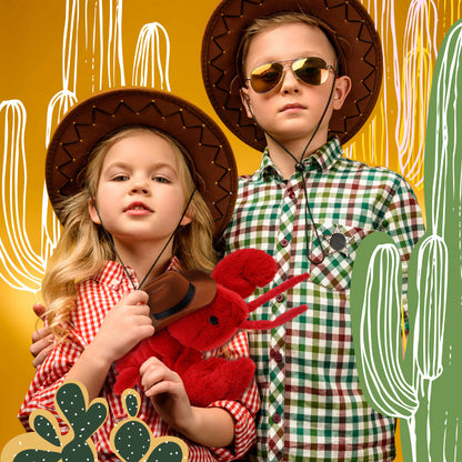 SUPER SOFT PLUSH - ELEGANT RED LOBSTER With COWBOY Dress Up