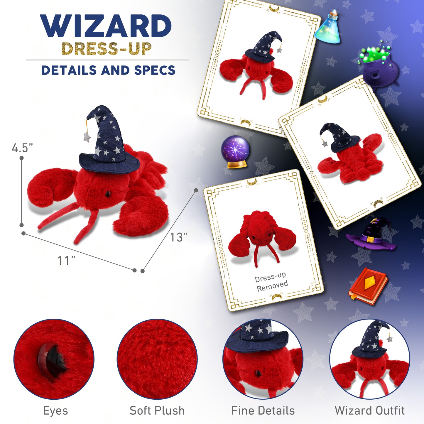 SUPER SOFT PLUSH - ELEGANT RED LOBSTER WIZARD