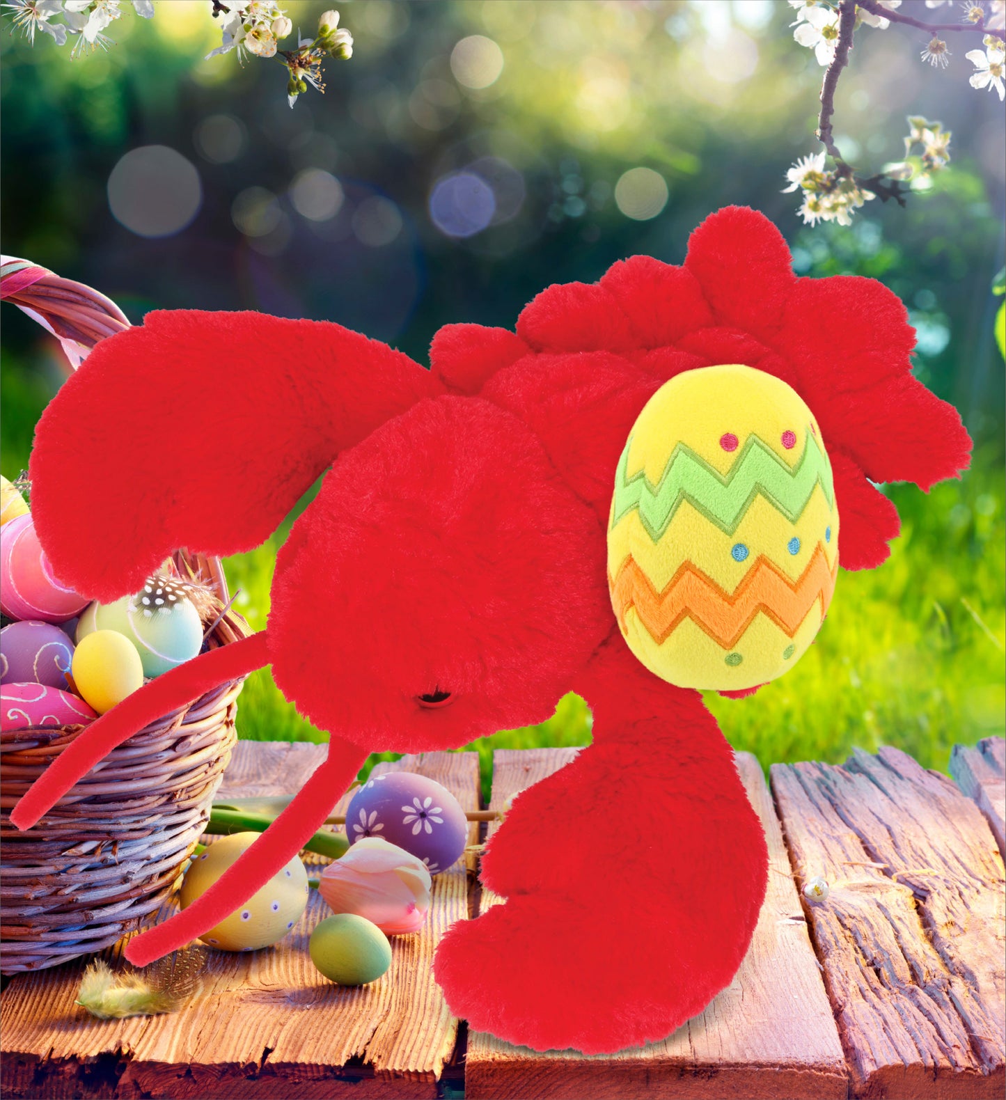 DolliBu Super Soft Cute Red Lobster with Yellow Easter Egg Plush - 13 Inches