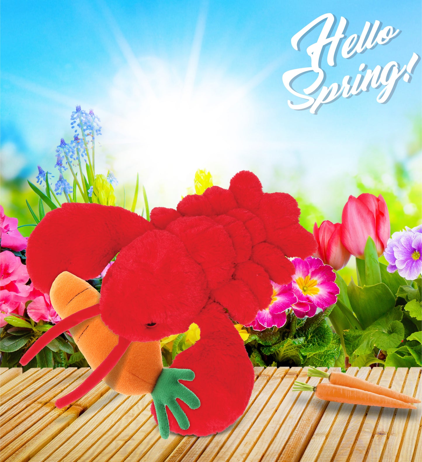 DolliBu Happy Easter Super Soft Plush Elegant Red Lobster with Carrot - 13 Inch