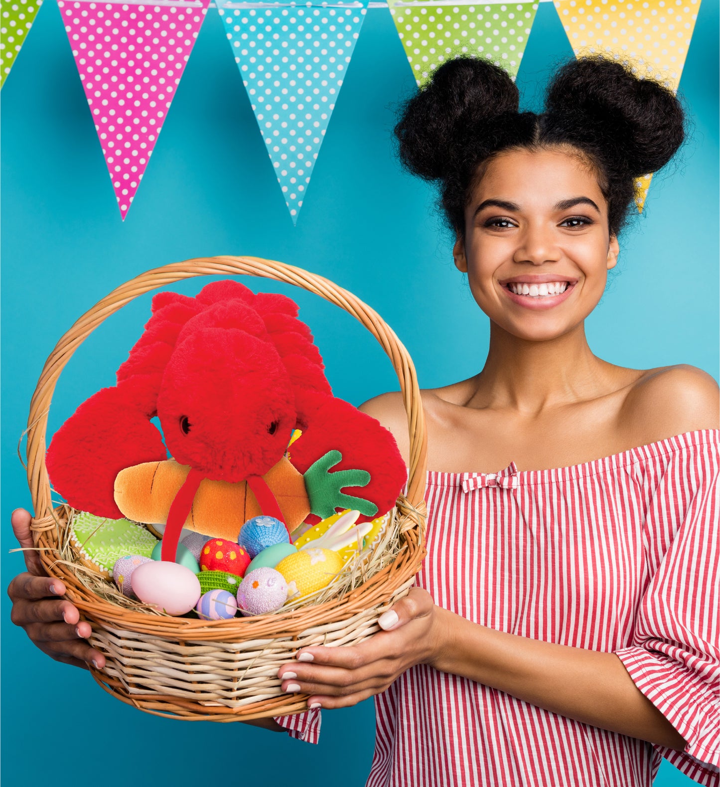 DolliBu Happy Easter Super Soft Plush Elegant Red Lobster with Carrot - 13 Inch