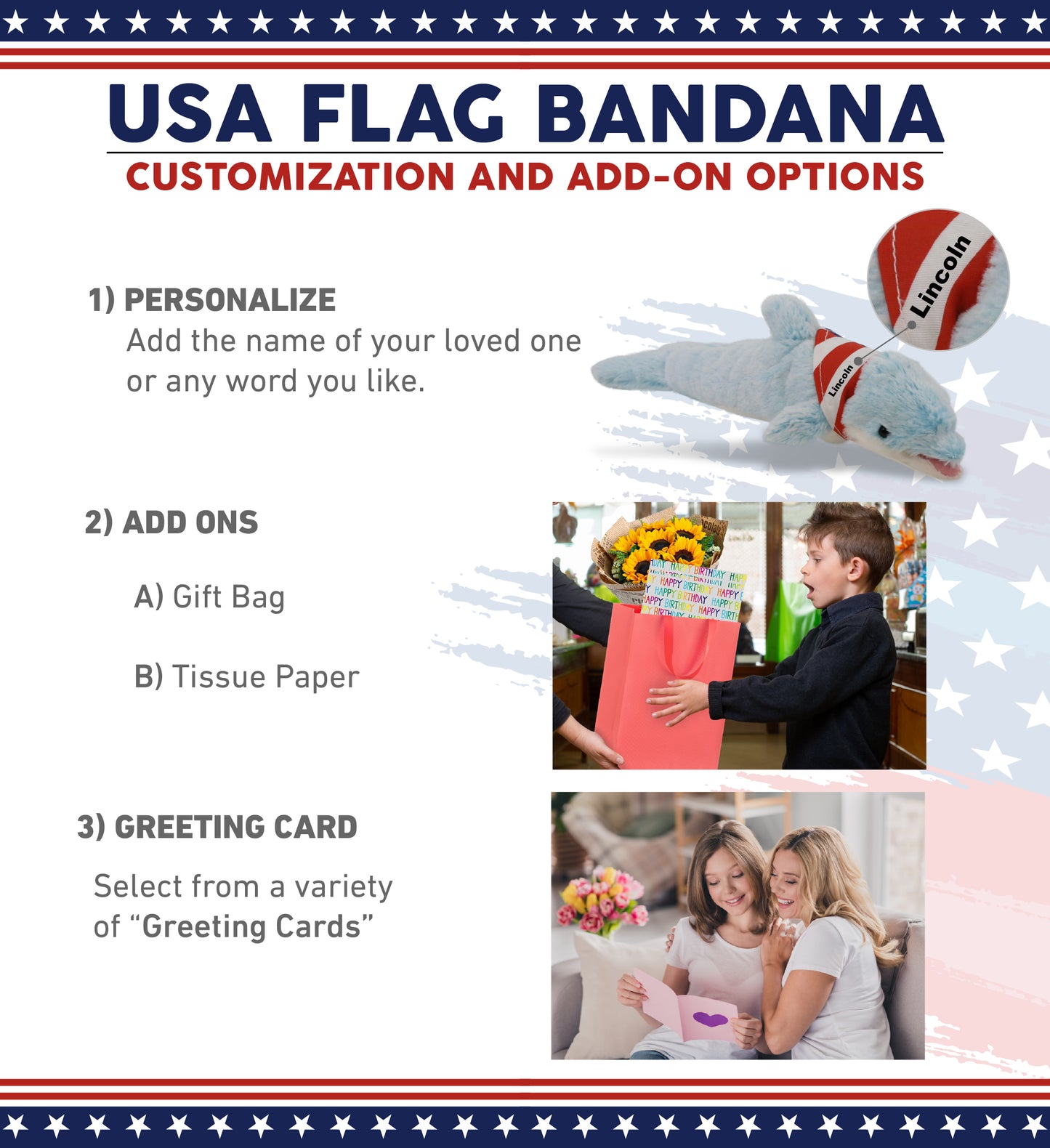 SUPER-SOFT PLUSH - DOLPHIN SMALL WITH USA FLAG BANDANA