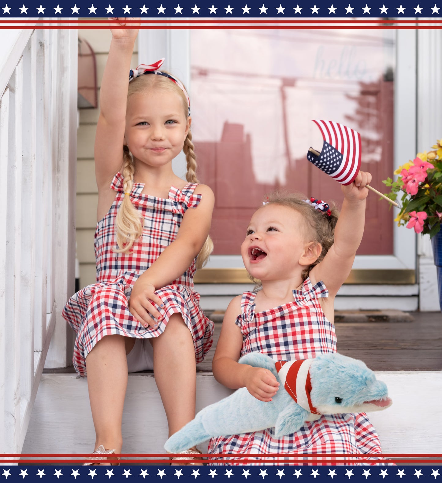 SUPER-SOFT PLUSH - DOLPHIN SMALL WITH USA FLAG BANDANA