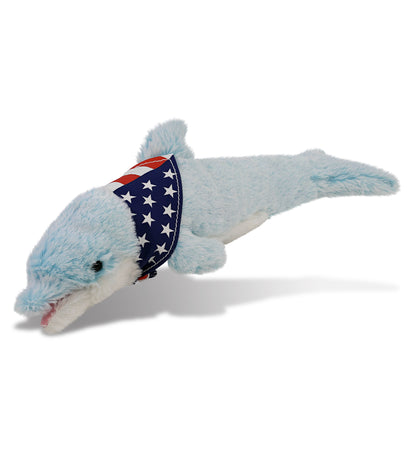SUPER-SOFT PLUSH - DOLPHIN SMALL WITH USA FLAG BANDANA