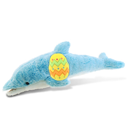 DolliBu Super Soft Cute Blue Dolphin with Yellow Easter Egg Plush - 14 Inches