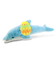 DolliBu Super Soft Large Blue Dolphin with Yellow Easter Egg Plush - 18 Inches