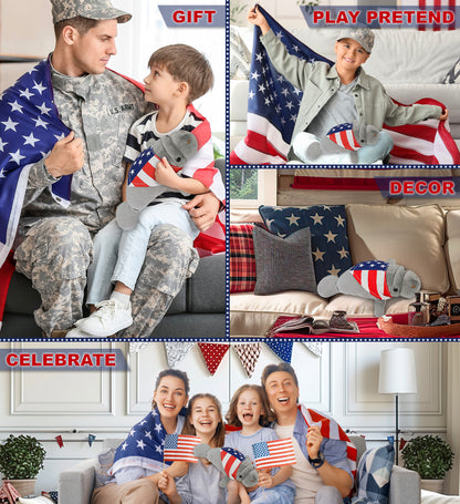 WILD COLLECTION PLUSH - 9" GREY MANATEE WITH USA FLAG BANDANA