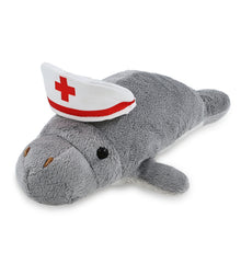 WILD COLLECTION PLUSH - 9" GREY MANATEE With NURSE Dress-Up