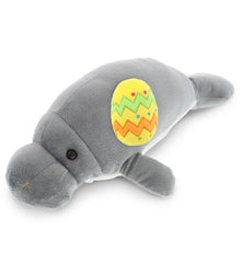 DolliBu Wild Collection Grey Manatee with Yellow Easter Egg Plush - 9 Inches