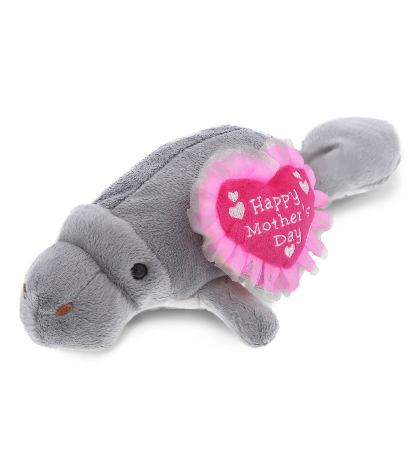 PLUSH MOTHERS DAY HEART - WILD COLLECTION PLUSH - 9" GREY MANATEE