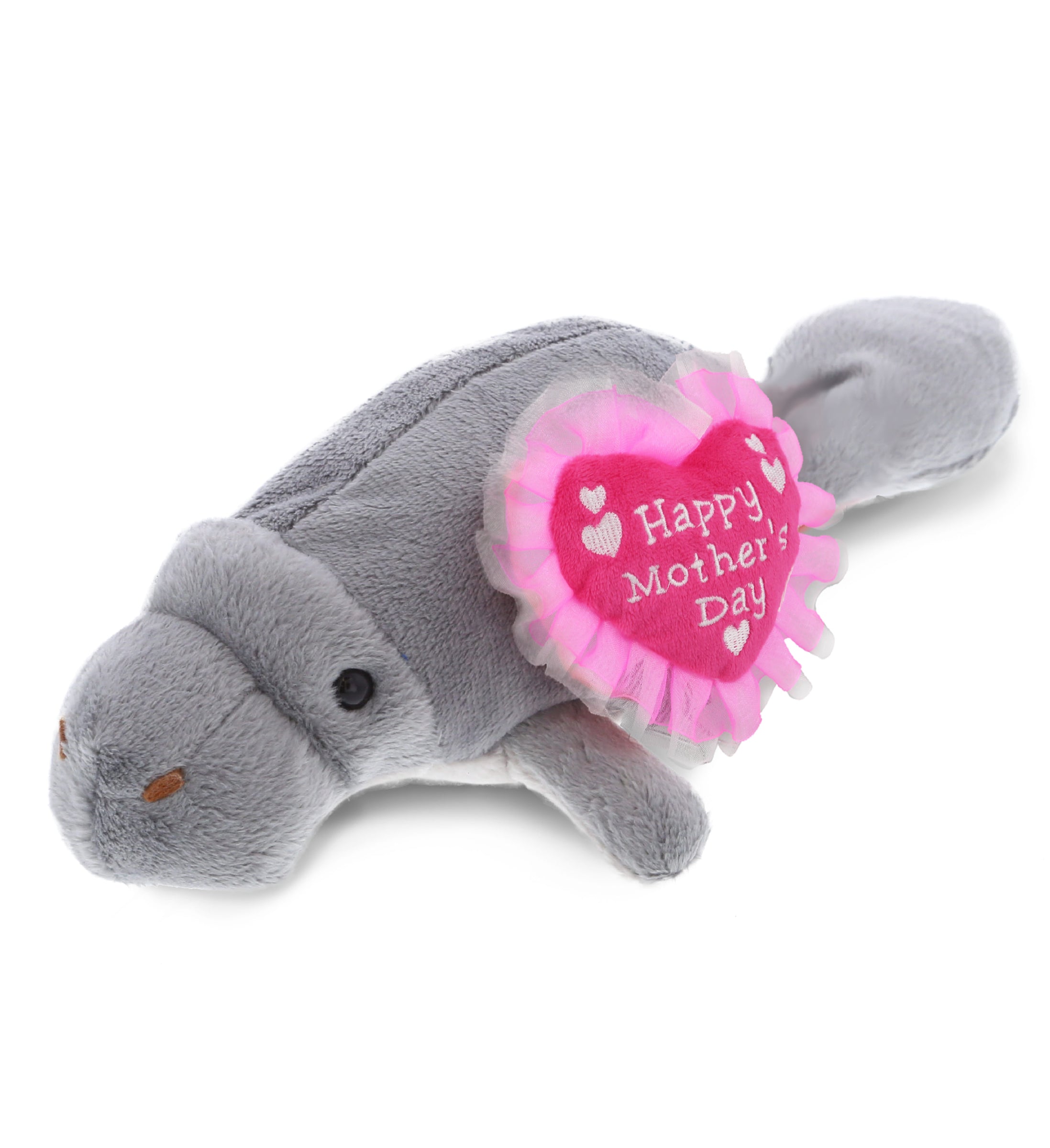 PLUSH MOTHERS DAY HEART - WILD COLLECTION PLUSH - 9" GREY MANATEE