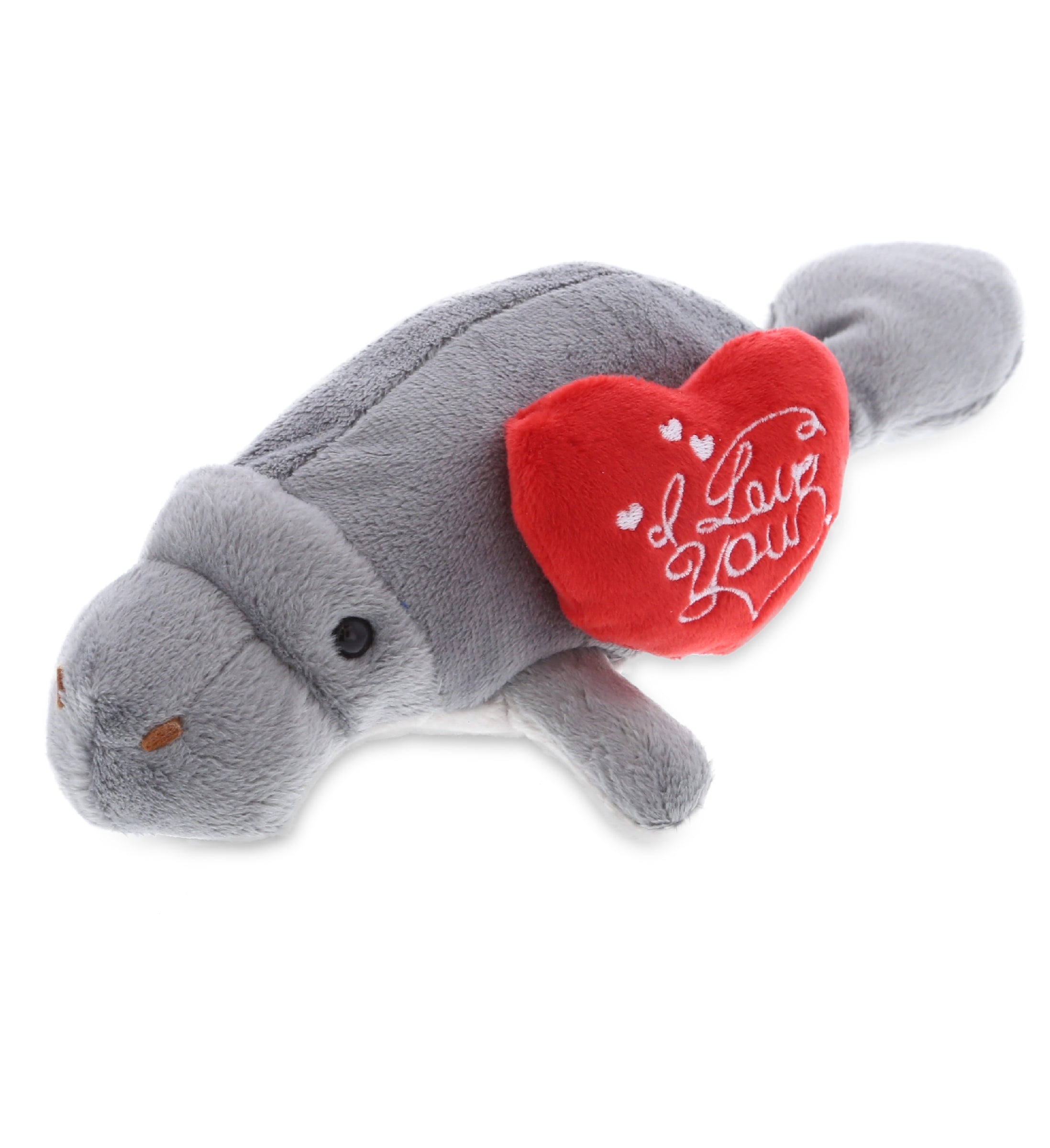 PLUSH I LOVE YOU RED HEART - WILD COLLECTION PLUSH - 9" GREY MANATEE