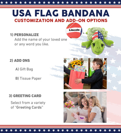 SUPER-SOFT PLUSH - SEA-TURTLE SMALL WITH USA FLAG BANDANA