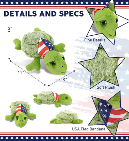 SUPER-SOFT PLUSH - SEA-TURTLE SMALL WITH USA FLAG BANDANA