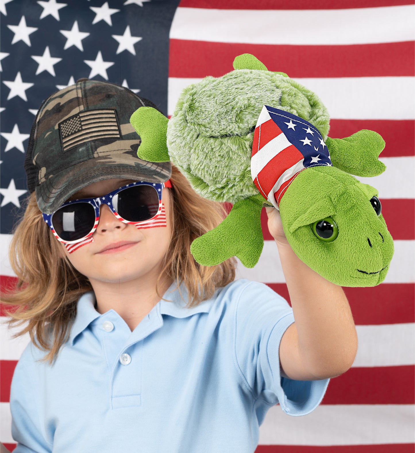 SUPER-SOFT PLUSH - SEA-TURTLE SMALL WITH USA FLAG BANDANA