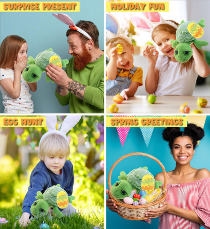 DolliBu Super Soft Cute Sea Turtle with Yellow Easter Egg Plush - 11 Inches