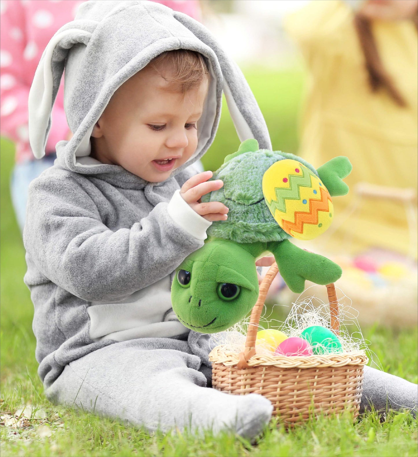 DolliBu Super Soft Cute Sea Turtle with Yellow Easter Egg Plush - 11 Inches