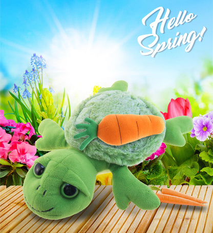 DolliBu Happy Easter Super Soft Plush Sea Turtle with Carrot Plush - 11 Inches