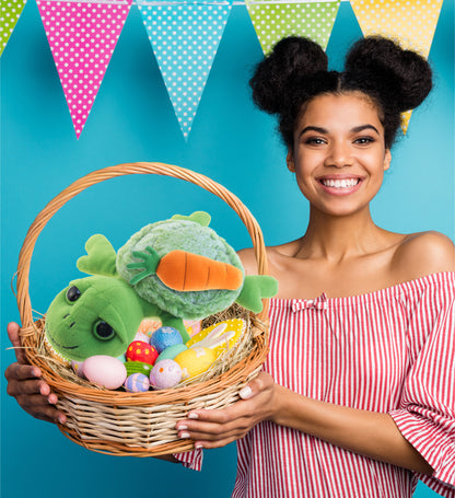 DolliBu Happy Easter Super Soft Plush Sea Turtle with Carrot Plush - 11 Inches