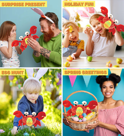 DolliBu Super Soft Cute Red Crab with Yellow Easter Egg Plush Toy - 12 Inches