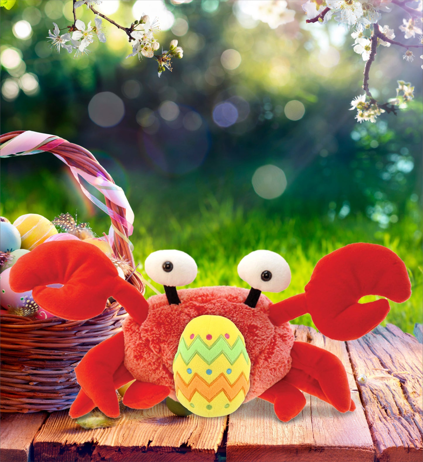 DolliBu Super Soft Cute Red Crab with Yellow Easter Egg Plush Toy - 12 Inches