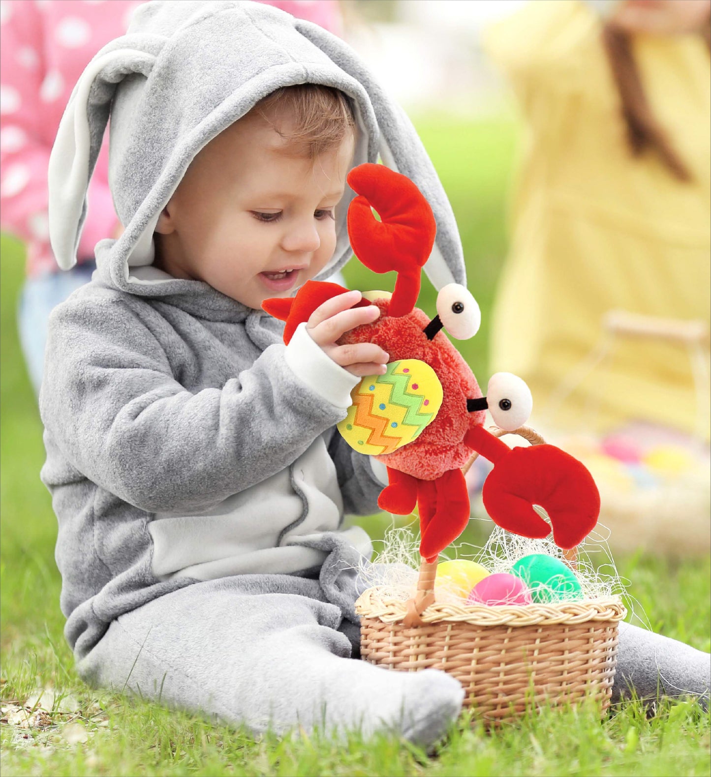 DolliBu Super Soft Cute Red Crab with Yellow Easter Egg Plush Toy - 12 Inches