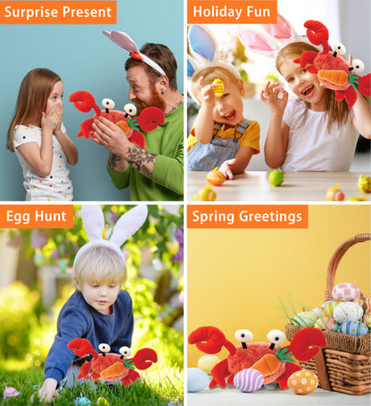 DolliBu Happy Easter Super Soft Plush Red Crab with Carrot Plush Toy - 12 Inch