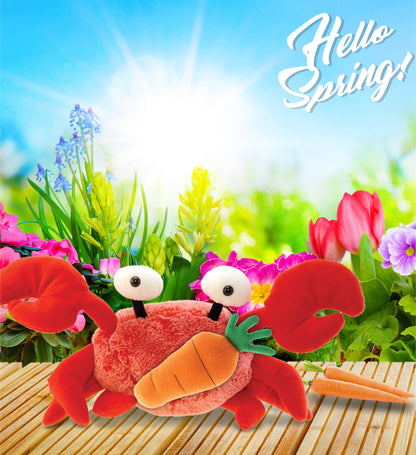 DolliBu Happy Easter Super Soft Plush Red Crab with Carrot Plush Toy - 12 Inch
