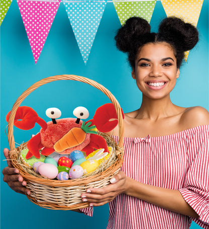 DolliBu Happy Easter Super Soft Plush Red Crab with Carrot Plush Toy - 12 Inch