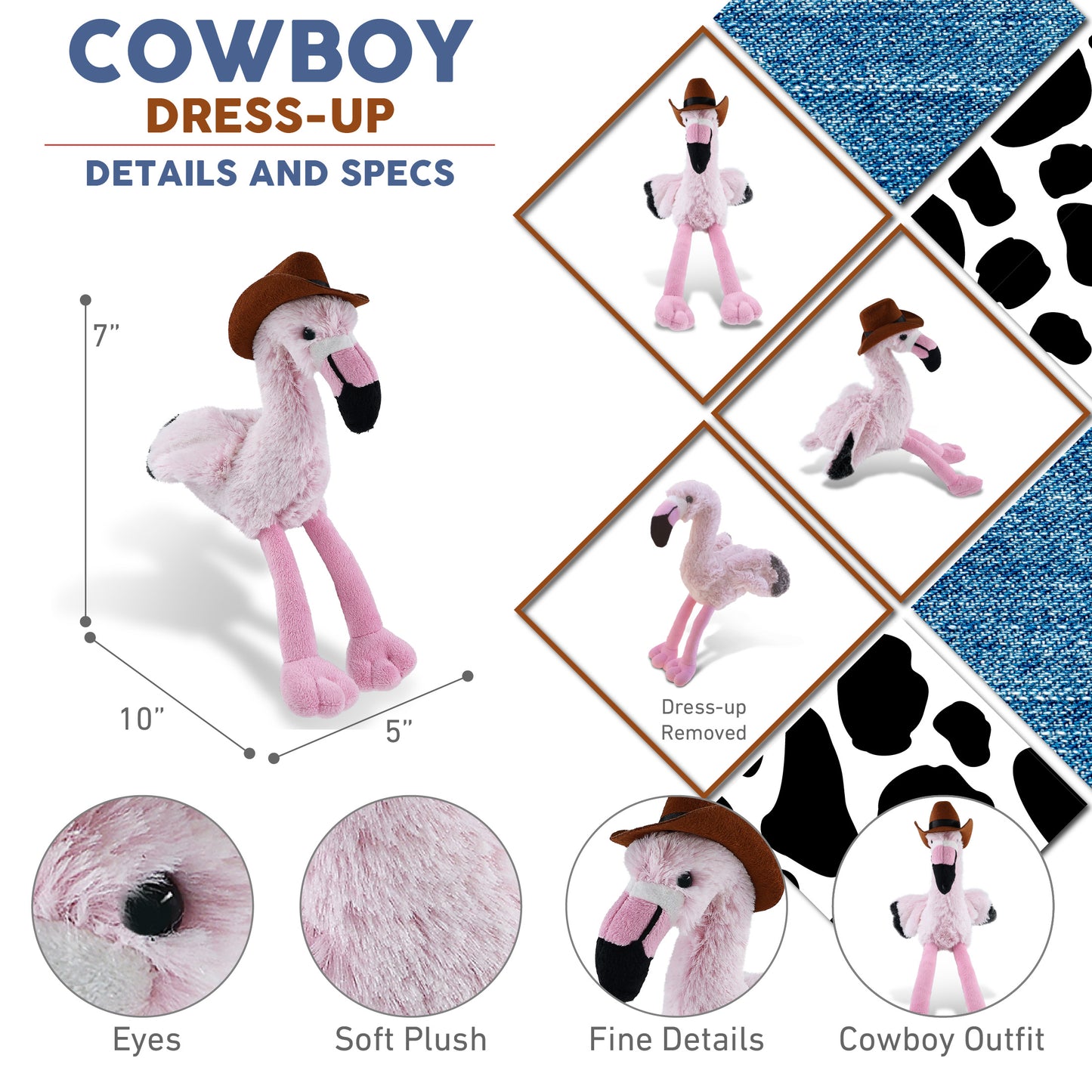 SUPER-SOFT PLUSH - PINK FLAMINGO COWBOY DRESS UP