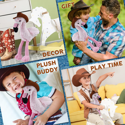 SUPER-SOFT PLUSH - PINK FLAMINGO COWBOY DRESS UP