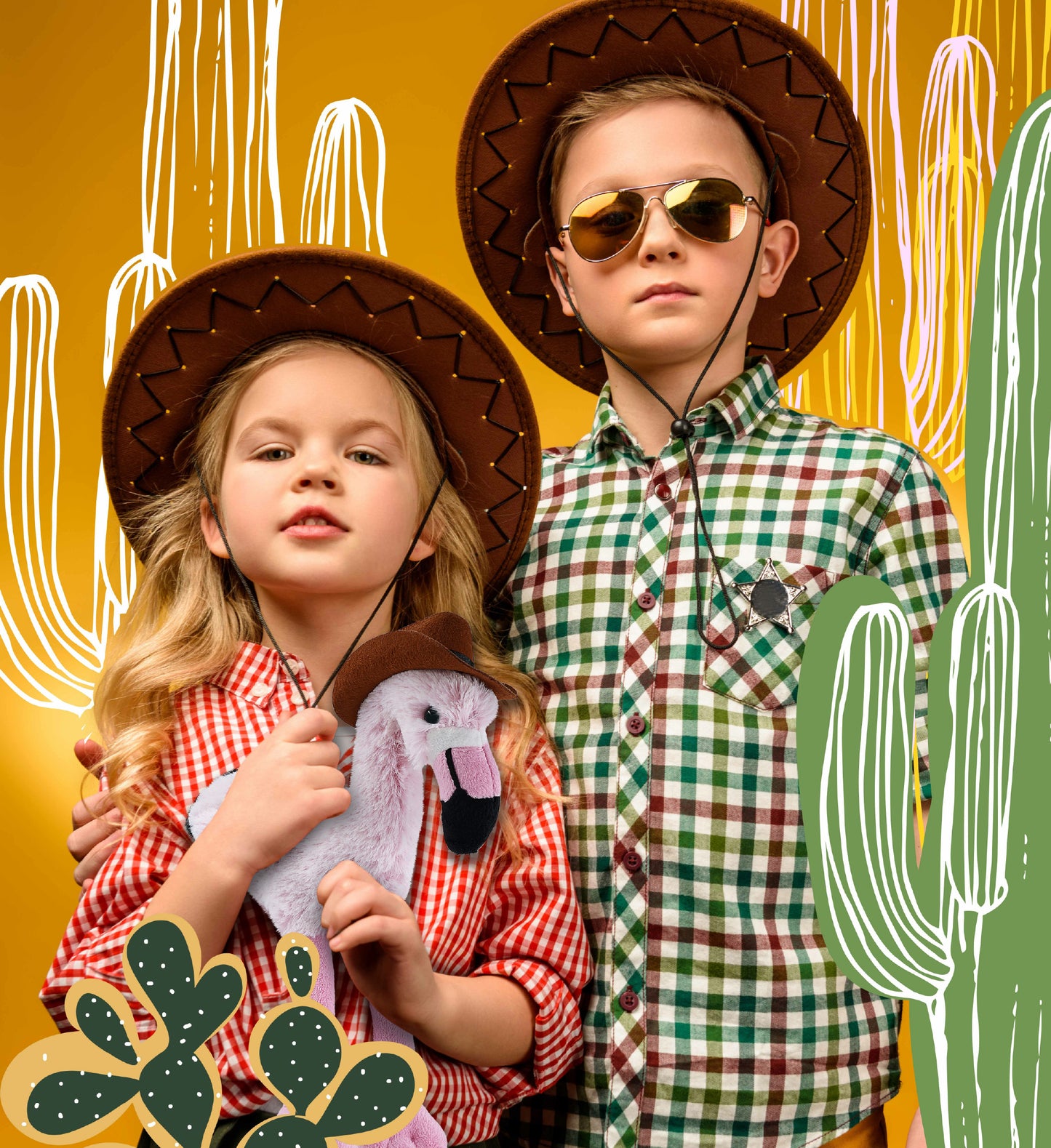 SUPER-SOFT PLUSH - PINK FLAMINGO COWBOY DRESS UP