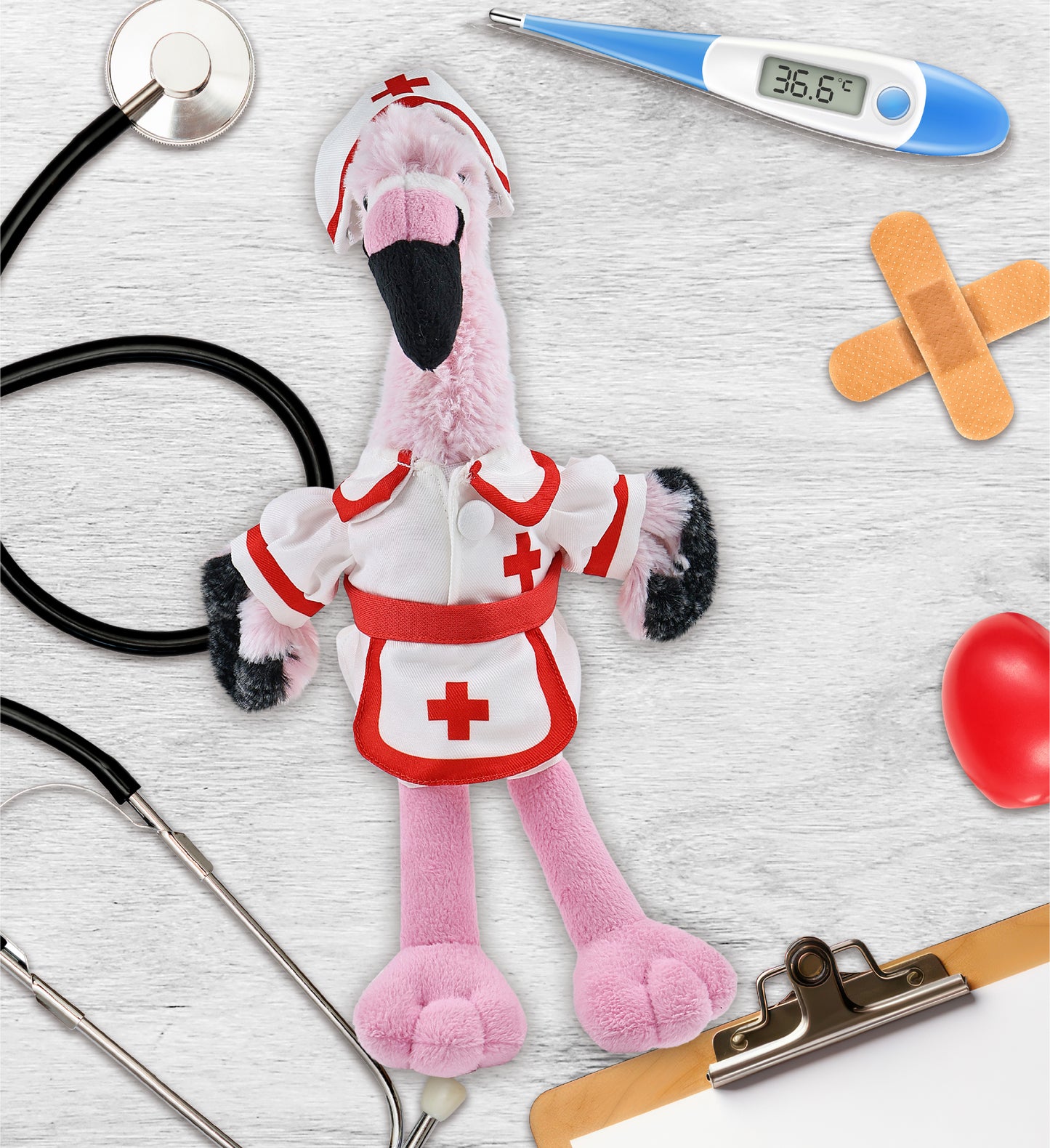 SUPER-SOFT PLUSH - PINK FLAMINGO With NURSE Dress-Up