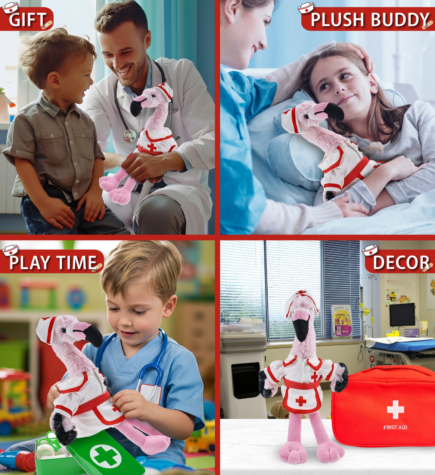 SUPER-SOFT PLUSH - PINK FLAMINGO With NURSE Dress-Up