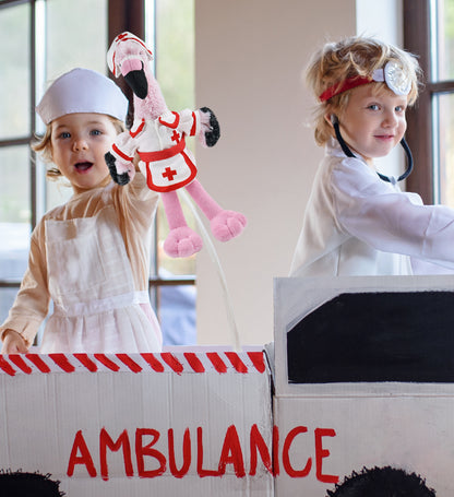 SUPER-SOFT PLUSH - PINK FLAMINGO With NURSE Dress-Up