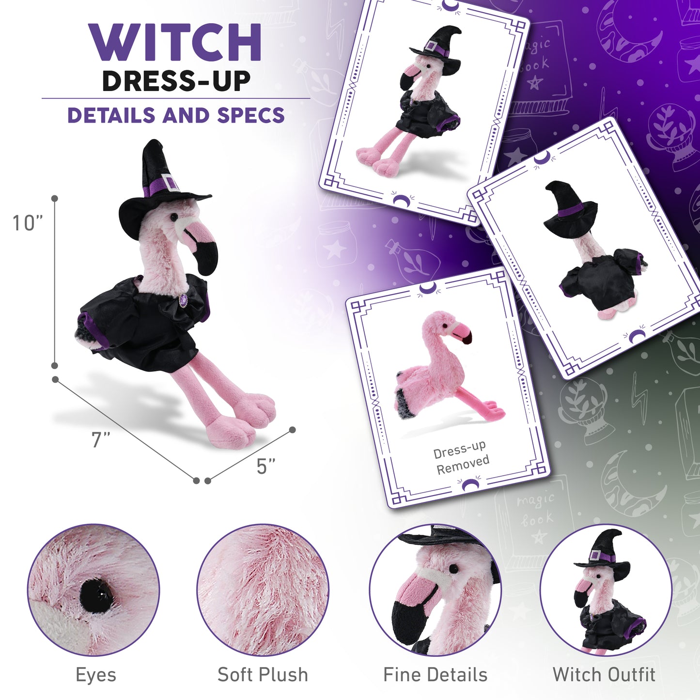 SUPER-SOFT PLUSH - PINK FLAMINGO WITCH