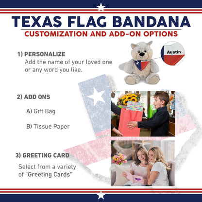 SUPER-SOFT PLUSH - SITTING WOLF WITH TEXAS FLAG BANDANA