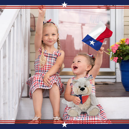 SUPER-SOFT PLUSH - SITTING WOLF WITH TEXAS FLAG BANDANA