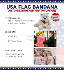 SUPER-SOFT PLUSH - SITTING WOLF WITH USA FLAG BANDANA