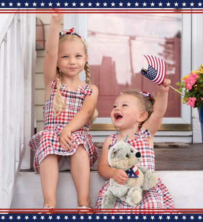 SUPER-SOFT PLUSH - SITTING WOLF WITH USA FLAG BANDANA