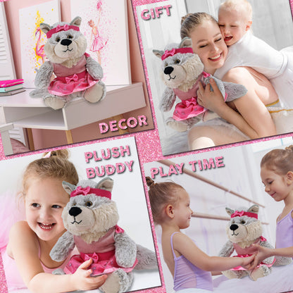 SUPER-SOFT PLUSH - SITTING WOLF BALLERINA