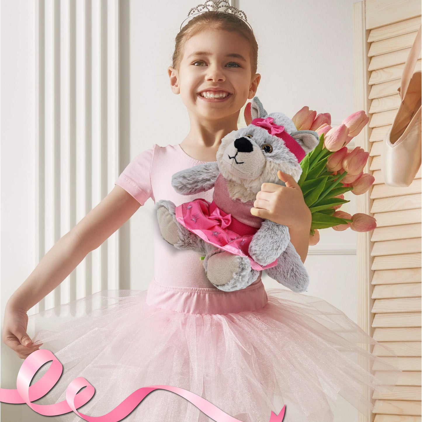 SUPER-SOFT PLUSH - SITTING WOLF BALLERINA
