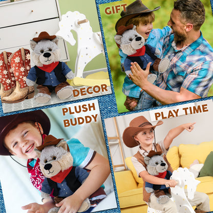 SUPER-SOFT PLUSH - SITTING WOLF COWBOY DRESS UP