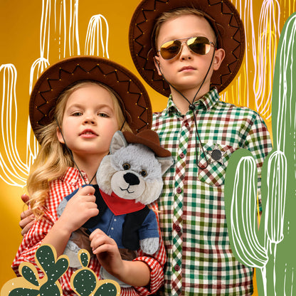 SUPER-SOFT PLUSH - SITTING WOLF COWBOY DRESS UP