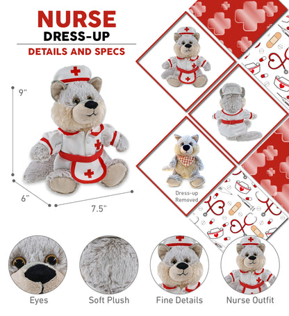 SUPER-SOFT PLUSH - SITTING WOLF With NURSE Dress-Up