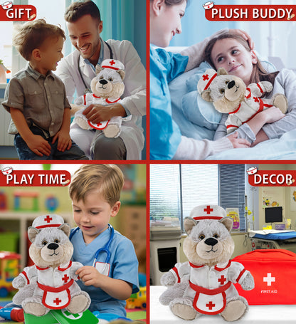 SUPER-SOFT PLUSH - SITTING WOLF With NURSE Dress-Up