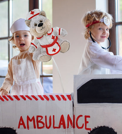 SUPER-SOFT PLUSH - SITTING WOLF With NURSE Dress-Up