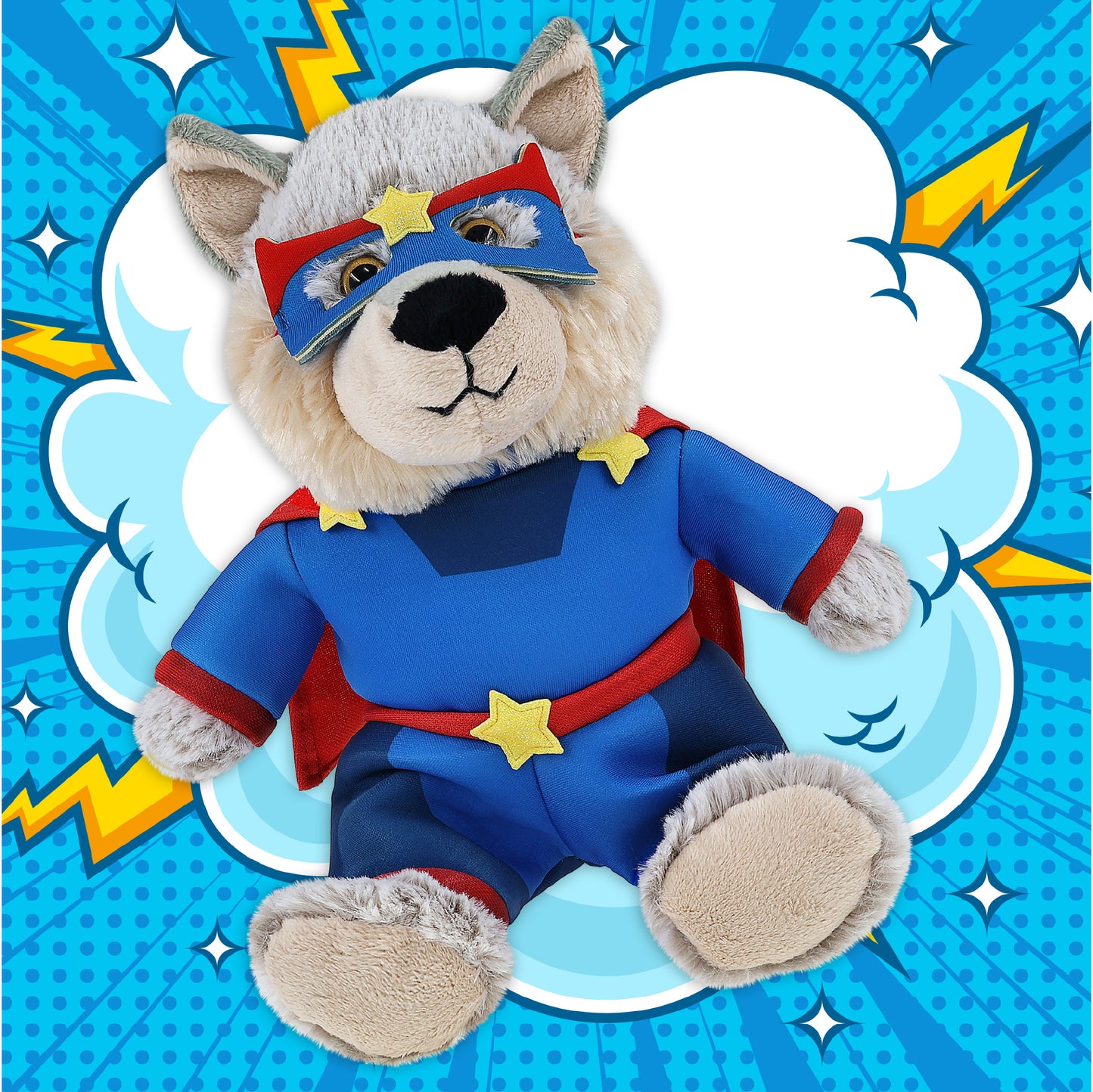 SUPER-SOFT PLUSH - SITTING WOLF SUPER HERO